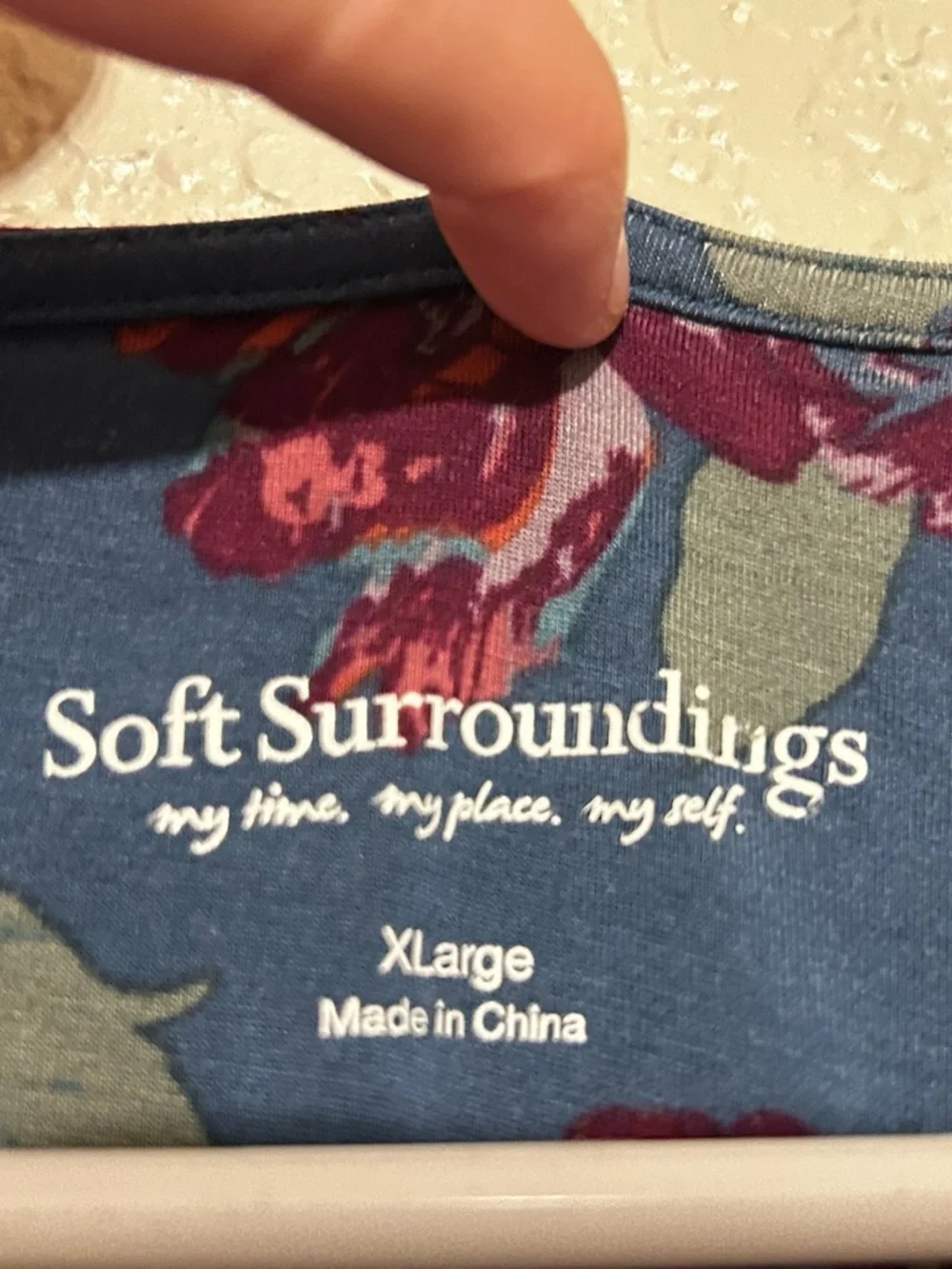 Soft Surroundings Floral Maxi Dress XL Blue Boho Patchwork Long Sleeve - Picture 3 of 8